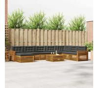 vidaXL Set di divani da esterno con cuscino 9 pcs Naturale e Antracite, Set Divano Esterno in Legno Acacia, Mobili Moderni per Giardino, Area Lounge Comfort al Bordo Piscina