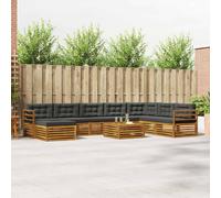 vidaXL Set di divani da esterno con cuscino 9 pcs Naturale e Antracite, Set Divano Esterno in Legno Acacia, Mobili Moderni per Giardino, Area Lounge Comfort al Bordo Piscina