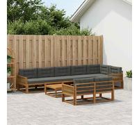 vidaXL Set di divani da esterno con cuscino 9 pcs Naturale e Antracite