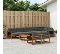 vidaXL Set di divani da esterno con cuscino 9 pcs Naturale e Antracite