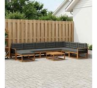vidaXL Set di divani da esterno con cuscino 9 pcs Naturale e Antracite, Set Divano Esterno in Legno di Acacia, Lounge Moderna, Mobili da Giardino, Arredo Estivo, Comodi Posti a Sedere