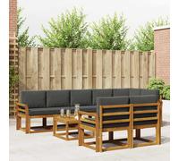 vidaXL Set di divani da esterno con cuscino 9 pcs Naturale e Antracite, Set di divani esterni moderni, sezionali comodi, arredo giardino resistente, lounge per patio, finitura beige