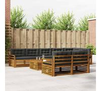 vidaXL Set di divani da esterno con cuscino 9 pcs Naturale e Antracite, Divano da giardino, mobile resistente, set sezionale per patio e terrazza, comfort assicurato