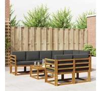 vidaXL Set di divani da esterno con cuscino 9 pcs Naturale e Antracite, Set di divani esterni moderni, sezionali comodi, arredo giardino resistente, lounge per patio, finitura beige