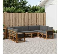 vidaXL Set di divani da esterno con cuscino 9 pcs Naturale e Antracite