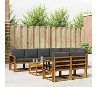 vidaXL Set di divani da esterno con cuscino 9 pcs Naturale e Antracite, Set di divani esterni moderni, sezionali comodi, arredo giardino resistente, lounge per patio, finitura beige