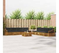 vidaXL Set di divani da esterno con cuscino 9 pcs Naturale e Antracite