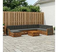 vidaXL Set di divani da esterno con cuscino 9 pcs Naturale e Antracite