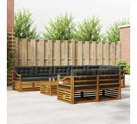 vidaXL Set di divani da esterno con cuscino 9 pcs Naturale e Antracite, Divano da giardino, mobile resistente, set sezionale per patio e terrazza, comfort assicurato