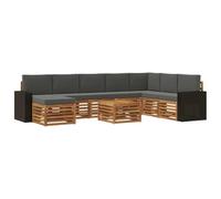 vidaXL Set di divani da esterno con cuscino 9 pcs Naturale e Antracite, Divano da giardino, arredamento moderno per esterni, set resistente per relax in terrazza