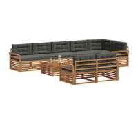 vidaXL Set di divani da esterno con cuscino 9 pcs Naturale e Antracite, Divano da giardino, mobile resistente, set sezionale per patio e terrazza, comfort assicurato