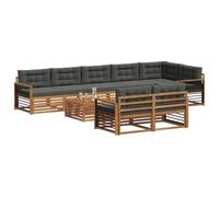 vidaXL Set di divani da esterno con cuscino 9 pcs Naturale e Antracite, Divano moderno da giardino, set sezionale per terrazza, lounge resistente e comoda per esterno
