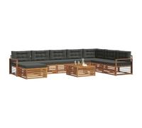 vidaXL Set di divani da esterno con cuscino 9 pcs Naturale e Antracite, Set Divano Esterno in Legno Acacia, Mobili Moderni per Giardino, Area Lounge Comfort al Bordo Piscina