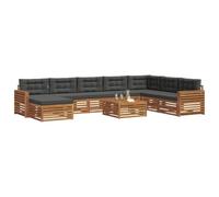 vidaXL Set di divani da esterno con cuscino 9 pcs Naturale e Antracite, Set Divano Esterno in Legno Acacia, Mobili Moderni per Giardino, Area Lounge Comfort al Bordo Piscina