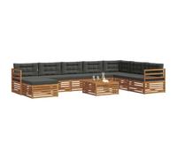 vidaXL Set di divani da esterno con cuscino 9 pcs Naturale e Antracite, Set Divano Esterno in Legno Acacia, Mobili Moderni per Giardino, Area Lounge Comfort al Bordo Piscina