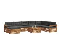 vidaXL Set di divani da esterno con cuscino 9 pcs Naturale e Antracite, Set Divano Esterno in Legno Acacia, Mobili Moderni per Giardino, Area Lounge Comfort al Bordo Piscina