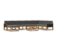 vidaXL Set di divani da esterno con cuscino 9 pcs Naturale e Antracite, Set Divano Esterno in Legno di Acacia, Lounge Moderna, Mobili da Giardino, Arredo Estivo, Comodi Posti a Sedere