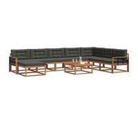 vidaXL Set di divani da esterno con cuscino 9 pcs Naturale e Antracite, Set Divano Esterno in Legno di Acacia, Lounge Moderna, Mobili da Giardino, Arredo Estivo, Comodi Posti a Sedere