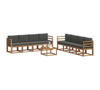 vidaXL Set di divani da esterno con cuscino 9 pcs Naturale e Antracite, Set divano da giardino in legno di acacia, lounge moderna, arredo elegante per esterni, comodo per ritrovi