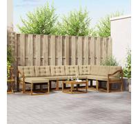vidaXL Set di divani da esterno con cuscino 9 pcs Naturale e Beige