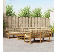 vidaXL Set di divani da esterno con cuscino 9 pcs Naturale e Beige
