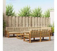 vidaXL Set di divani da esterno con cuscino 9 pcs Naturale e Beige