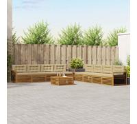 vidaXL Set di divani da esterno con cuscino 9 pcs Naturale e Beige