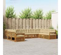 vidaXL Set di divani da esterno con cuscino 9 pcs Naturale e Beige, Mobilio da Giardino, Divano Moderno, Set Sezionale Resistente, Relax in Patio, Comfort per Vivere