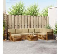 vidaXL Set divano sezionale con cuscino 9 pcs Naturale e Beige, Set di divani moderni per esterni, arredo resistente per giardino, patio e terrazza, comfort assicurato