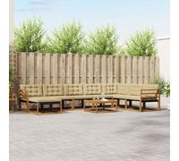 vidaXL Set di divani da esterno con cuscino 9 pcs Naturale e Beige, Set divano moderno da esterno, comodo e resistente, arredo stiloso per il giardino e relax