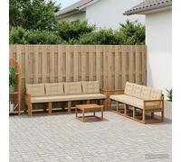 vidaXL Set di divani da esterno con cuscino 9 pcs Naturale e Beige, Mobili da Giardino, Divano Sezionale Moderno, Set Lounge per Patio, Comfort e Stile per il Tuo Spazio Esterno