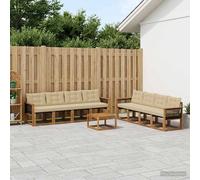 vidaXL Set di divani da esterno con cuscino 9 pcs Naturale e Beige, Mobili da Giardino, Divano Sezionale Moderno, Set Lounge per Patio, Comfort e Stile per il Tuo Spazio Esterno
