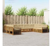 vidaXL Set di divani da esterno con cuscino 9 pcs Naturale e Beige, Mobilio da Giardino, Divano Moderno, Set Sezionale Resistente, Relax in Patio, Comfort per Vivere