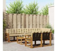 vidaXL Set di divani da esterno con cuscino 9 pcs Naturale e Beige