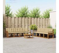 vidaXL Set di divani da esterno con cuscino 9 pcs Naturale e Beige
