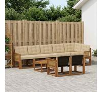 vidaXL Set di divani da esterno con cuscino 9 pcs Naturale e Beige