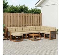 vidaXL Set di divani da esterno con cuscino 9 pcs Naturale e Beige