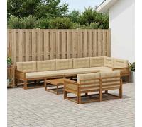 vidaXL Set di divani da esterno con cuscino 9 pcs Naturale e Beige