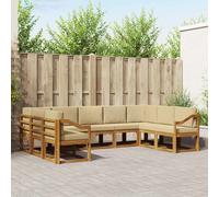 vidaXL Set di divani da esterno con cuscino 9 pcs Naturale e Beige, Set di divani all'aperto elegante, sezionale moderno per patio, posti a sedere comodi per il giardino, mobili in legno di acacia re