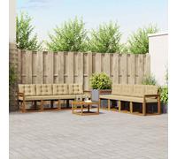 vidaXL Set di divani da esterno con cuscino 9 pcs Naturale e Beige, Mobili da Giardino, Divano Sezionale Moderno, Set Lounge per Patio, Comfort e Stile per il Tuo Spazio Esterno