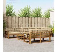 vidaXL Set di divani da esterno con cuscino 9 pcs Naturale e Beige