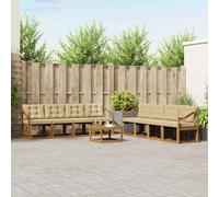 vidaXL Set di divani da esterno con cuscino 9 pcs Naturale e Beige, Mobili da Giardino, Divano Sezionale Moderno, Set Lounge per Patio, Comfort e Stile per il Tuo Spazio Esterno