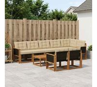 vidaXL Set di divani da esterno con cuscino 9 pcs Naturale e Beige, Divano da giardino, set sezionale moderno, lounge resistente per terrazzo, arredo comodo per esterni
