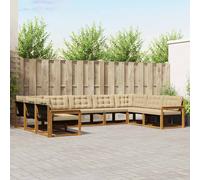 vidaXL Set di divani da esterno con cuscino 9 pcs Naturale e Beige