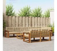 vidaXL Set di divani da esterno con cuscino 9 pcs Naturale e Beige