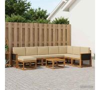 vidaXL Set di divani da esterno con cuscino 9 pcs Naturale e Beige