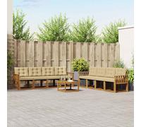 vidaXL Set di divani da esterno con cuscino 9 pcs Naturale e Beige