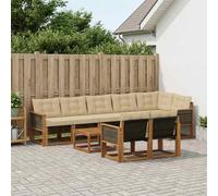 vidaXL Set di divani da esterno con cuscino 9 pcs Naturale e Beige