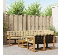 vidaXL Set di divani da esterno con cuscino 9 pcs Naturale e Beige