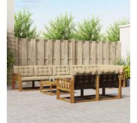 vidaXL Set di divani da esterno con cuscino 9 pcs Naturale e Beige, Divano da giardino, moderno, in sezioni, per patio, accogliente, resistente e perfetto per il relax all’aperto